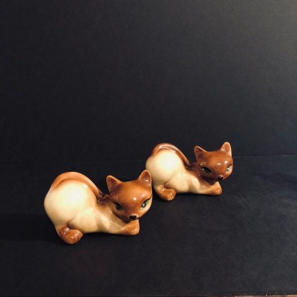 Miniature Twin Brown Siamese Cats for Home Accent - Picture 6 of 7